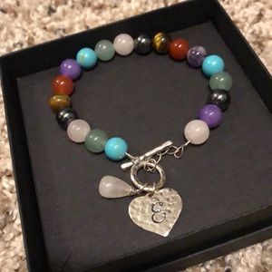 Asssorted beads ‘e’ monogram bracelet